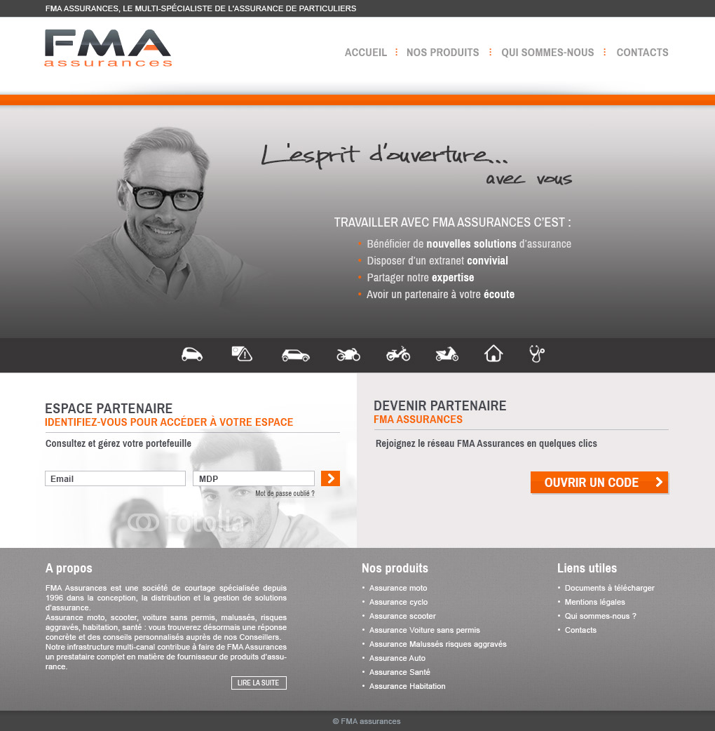 Interface graphique site assurance FMA